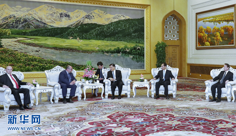 6月7日，中共中央政治局常委、中央書記處書記劉云山在北京會(huì)見金磚國(guó)家媒體高端論壇的媒體代表。新華社記者 鞠鵬 攝