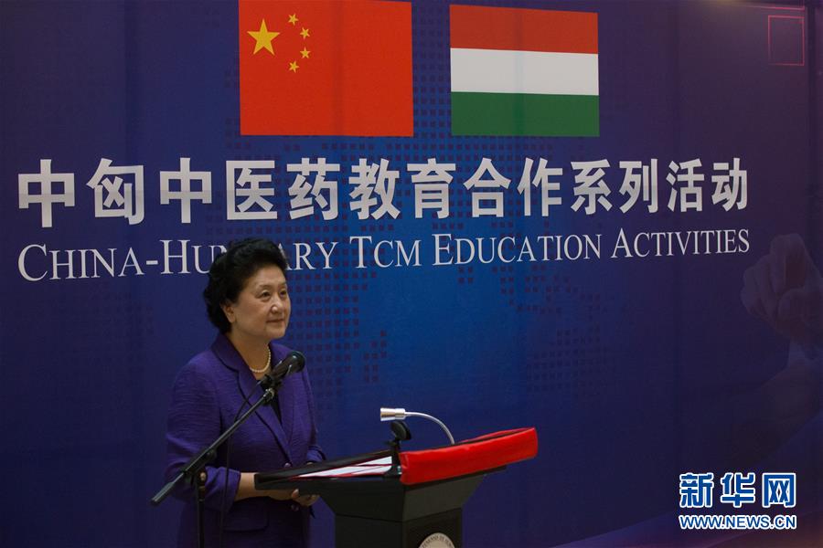 6月18日，在匈牙利布達(dá)佩斯，中國國務(wù)院副總理劉延?xùn)|出席中匈中醫(yī)藥教育合作系列活動(dòng)時(shí)講話。中國國務(wù)院副總理劉延?xùn)|18日在布達(dá)佩斯考察匈牙利塞梅爾維斯醫(yī)科大學(xué)并出席中匈中醫(yī)藥教育合作系列活動(dòng)。 新華社發(fā)（弗爾季&middot;奧蒂洛攝）