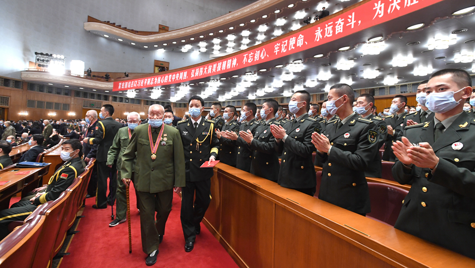 大會前，志愿軍老同志入場