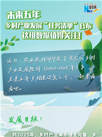 未來(lái)五年鄉(xiāng)村產(chǎn)業(yè)發(fā)展&ldquo;任務(wù)清單&rdquo;公布 這組數(shù)據(jù)值得關(guān)注！