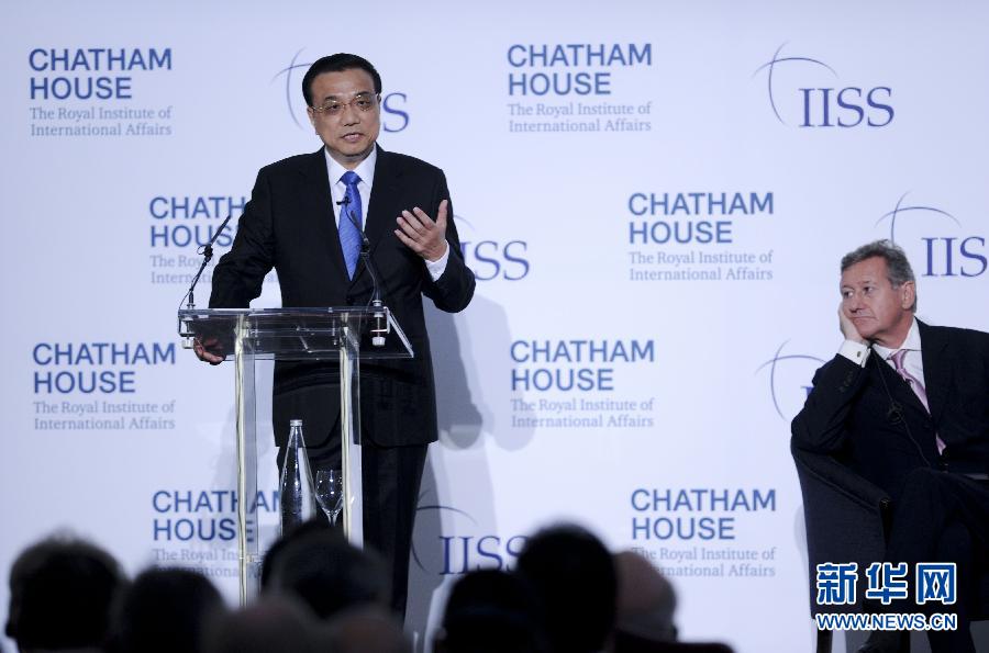 6月18日，國務院總理李克強在倫敦金融城市長官邸面向英國皇家國際問題研究所和國際戰(zhàn)略研究所兩大智庫發(fā)表題為《共建包容發(fā)展的美好世界》的演講。新華社記者 張鐸 攝 