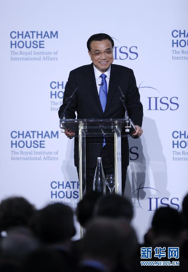 6月18日，國務院總理李克強在倫敦金融城市長官邸面向英國皇家國際問題研究所和國際戰(zhàn)略研究所兩大智庫發(fā)表題為《共建包容發(fā)展的美好世界》的演講。新華社記者 張鐸 攝 