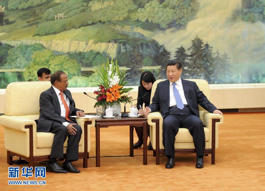 9月9日，國家主席習(xí)近平在北京人民大會(huì)堂會(huì)見印度總理特使、國家安全顧問多瓦爾。 新華社記者 張鐸 攝