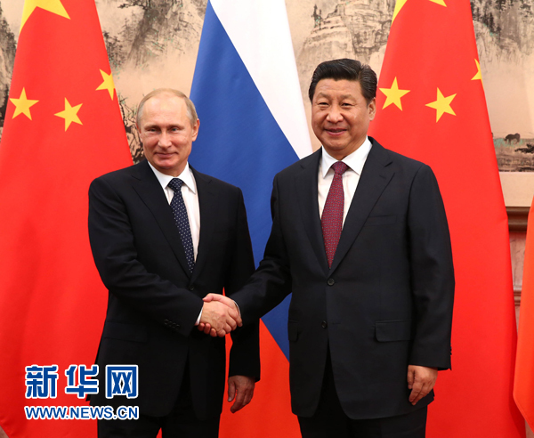 11月9日，國家主席習(xí)近平在北京釣魚臺國賓館會見俄羅斯總統(tǒng)普京。新華社記者 蘭紅光 攝