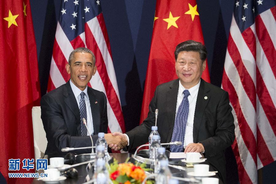 11月30日，國家主席習(xí)近平在巴黎會見美國總統(tǒng)奧巴馬。新華社記者黃敬文攝