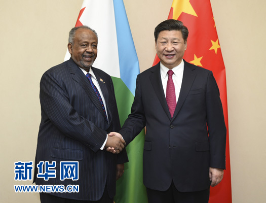 12月3日，國家主席習(xí)近平在約翰內(nèi)斯堡會見吉布提總統(tǒng)蓋萊。新華社記者 謝環(huán)馳 攝 

