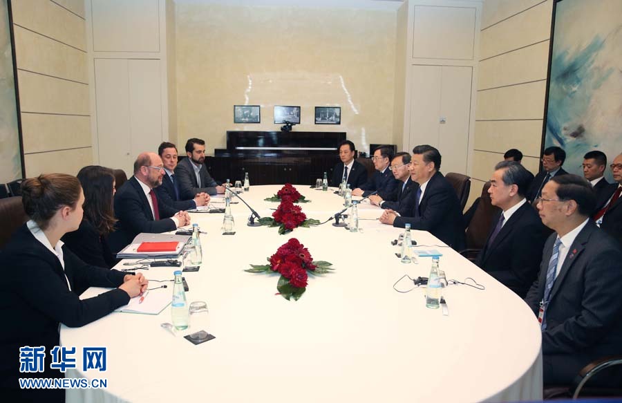 7月6日，國家主席習(xí)近平在柏林會見德國社會民主黨主席舒爾茨。新華社記者 姚大偉 攝